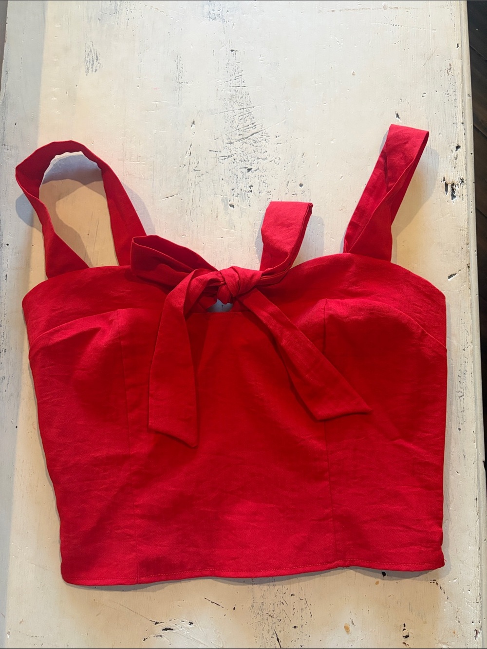 T.J.Maxx Red Tie-Front Cropped Tank Top